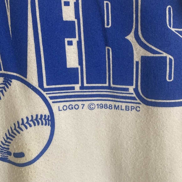 Milwaukee Brewers Vintage White Sweatshirt by Fruit of the Loom L. Made in USA - Picture 4 of 6